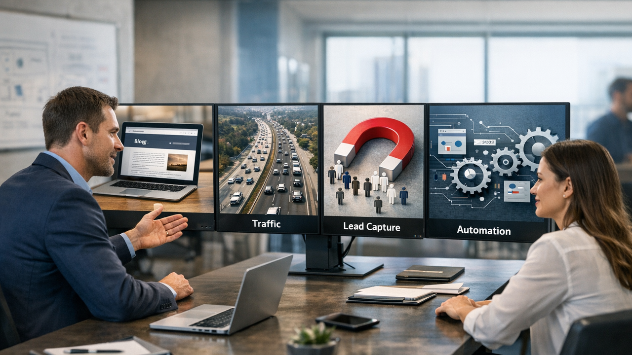 Inside the 4-Engine Marketing System: How Content, Traffic, Lead Capture, and Automation Work Together